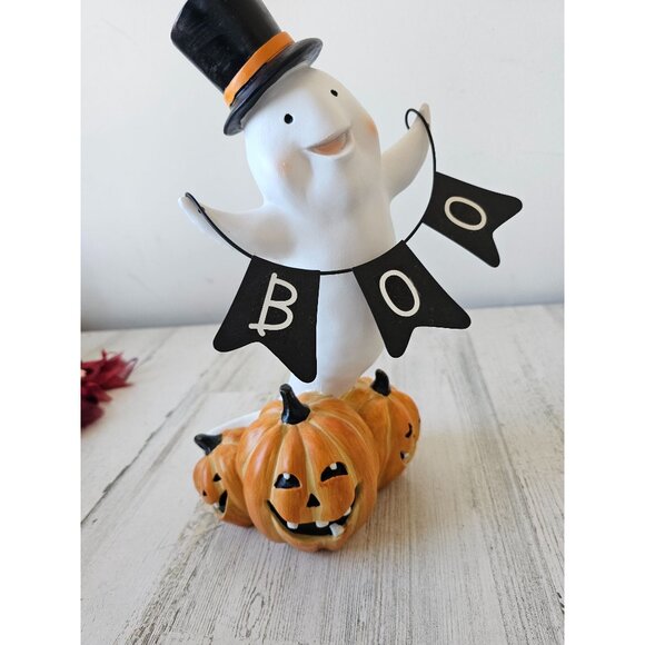 Large ghost boo statue figurine pumpkin jack-o'-lantern unique Halloween decor c - Picture 8 of 10